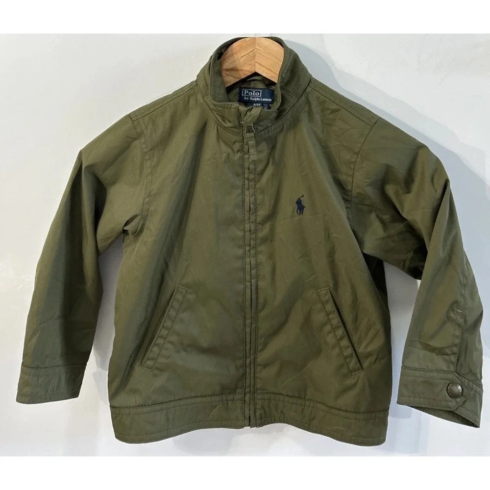 Boys Polo Ralph Lauren Harrington Jacket Full Zip Sz 3/3T Hooded Windbreaker